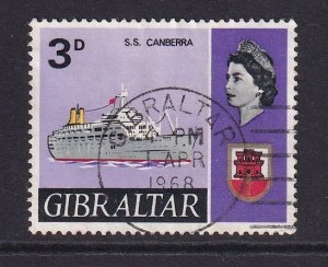 Gibraltar #190  used  1967   ships 3p