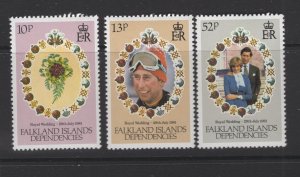 Falkland Islands Dependencies #1L59-61 (1981 Royal Wedding set) VFMNH CV $1.45