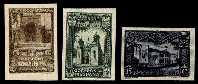 1930 SPAIN #435-37 SPANISH AMERICAN UNION EXHIB. - OGHR - VF - $30.00 (ESP#2745)