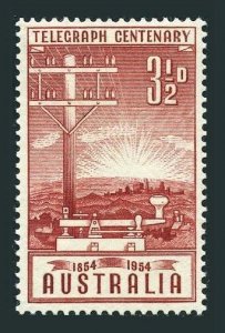 Australia 270 two stamps, MNH. Michel 245. Telegraph in Australia, 100, 1954.Key
