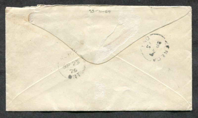 d60 - p402 - SENECA Ontario Haldimand 1875 Broken Circle on Cover to YORK