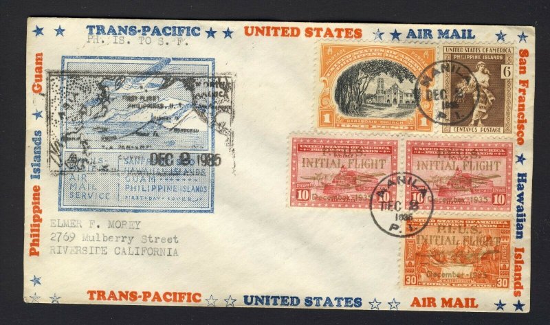 U.S.A. / Philippines 1935 1st Day Cover 5x Stamps 6cts 2x10-30 cts + 1-Peso