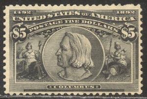 U.S. #245 SCARCE Mint - 1893 $5.00 Columbian