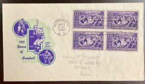 855 Ioor Baseball Centennial FDC  June 12, 1939  P50