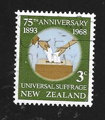 New Zealand SC# 412 - (3c) - Universal Suffrage, 75th anniv., Used