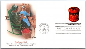 US FLEETWOOD CACHETED FIRST DAY COVER PENNSYLVANIA DUTCH APPLEHEAD DOLL 1979