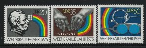 GERMANY DDR - #1690-#1692 - 1975 BRAILLE WRITING 150th ANNIVERSARY MINT SET MNH