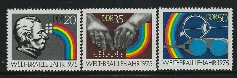 GERMANY DDR - #1690-#1692 - 1975 BRAILLE WRITING 150th ANNIVERSARY MINT SET MNH