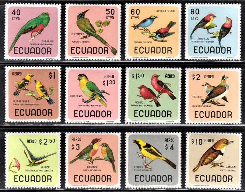 Ecuador Scott 751-751C, C441-448  complete set  F to VF mint OG NH.