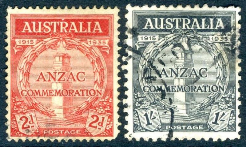 AUSTRALIA-1935 Anzac Set Sg 154-155 GOOD USED V16064