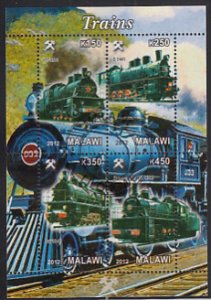 Malawi 2012 used Sheet of 4 Steam Trains Cinderella