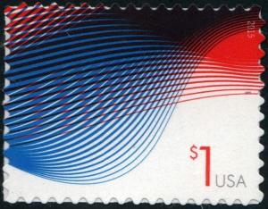 SC#4953 $1.00 Patriotic Waves Single (2015) SA