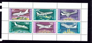 Bulgaria 3562a MNH 1990 Airplanes sheet of 6 (been folded)