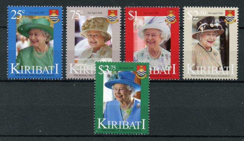 Kiribati 2016 MNH Queen Elizabeth II 90th Birthday Anniv 5v Set Royalty Stamps