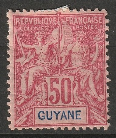 French Guiana 1892 Sc 46 MH* some disturbed gum