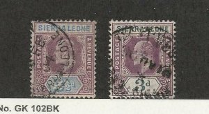Sierra Leone, Postage Stamp, #68-69 WMK2 Used, 1903, JFZ