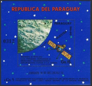 Paraguay C386 SPECIMEN,MNH.Michel 2606 Bl.231. Mariner 10 orbiting Mercury,1974.