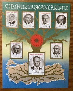 Turkey 1987 Presidents (Tree) MS, MNH. Scott 2396, CV $6.75. Isfila BL 28