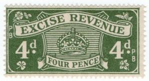 (I.B) Excise Revenue : 4d Grey-Green (1934)