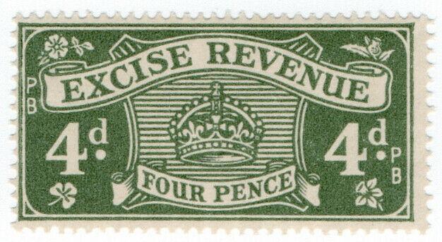 (I.B) Excise Revenue : 4d Grey-Green (1934)