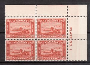 Canada #175 VF/NH Plate #1 UR Block