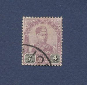 MALAYA JOHORE - Scott 21 - used - 4 cents - SIGNED - 1891