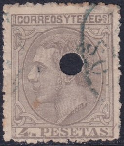 Spain 1879 Sc 250 telegraph punch (taladrado) cancel