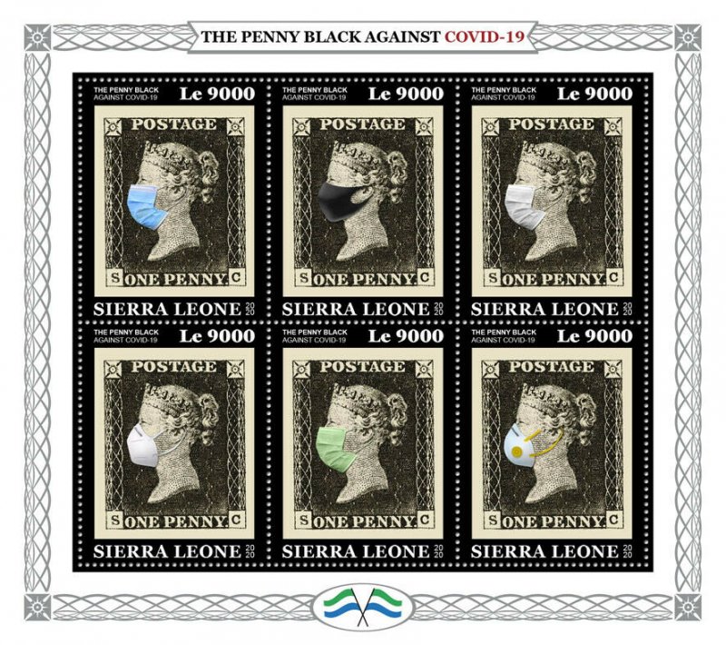 Sierra Leone Medical Stamps 2020 MNH Penny Black Stamps-on-Stamps Corona 6v M/S 