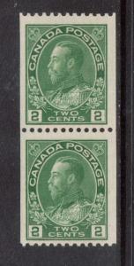 Canada #133 VF/NH Coil Pair **With Certificate** 