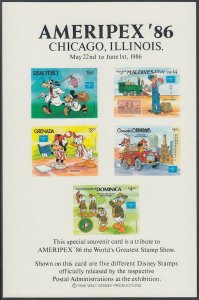 Disney Item #04-0001: 1986 SPECIAL SHOW CARD for AMERIPEX '86 STAMP EXHIBITION