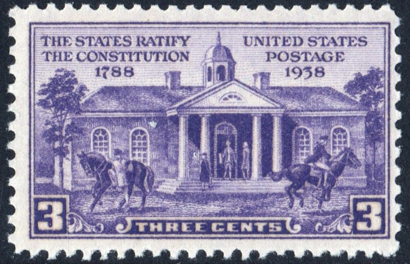 SC#835 3¢ Constitution Ratification (1938) MNH