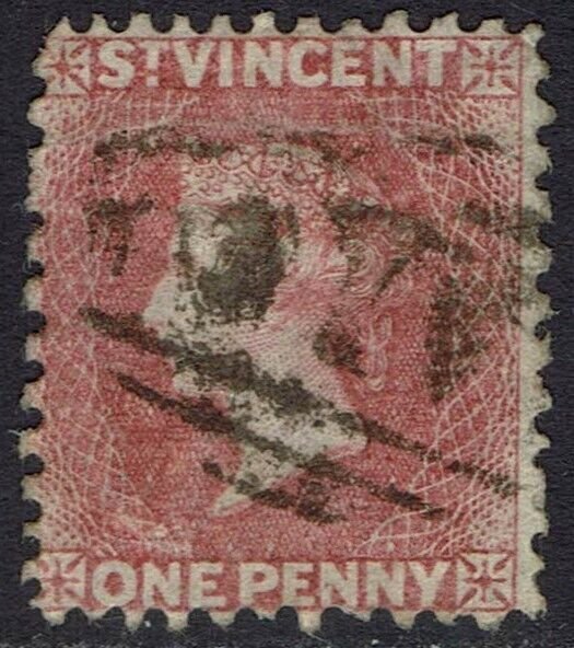 ST VINCENT 1862 QV 1D NO WMK PERF 11 TO 12½ USED