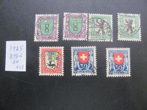 SWITZERLAND 1925 USED SC B33-B36+ SET VF/XF $38 (185)