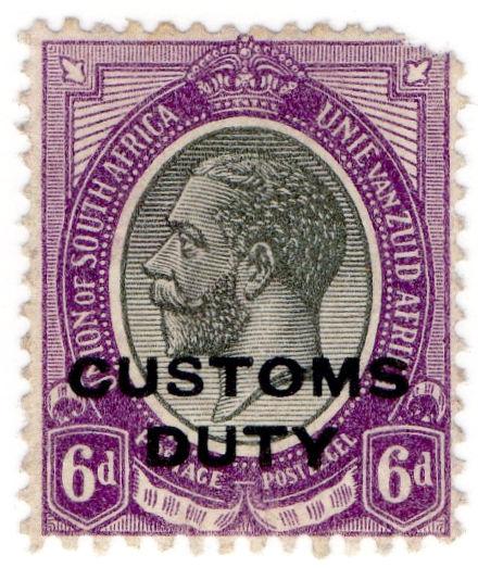 (I.B) South Africa Revenue : Customs Duty 6d (1913)