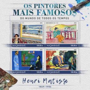 MOZAMBIQUE - 2016 - Painters. Henri Matisse - Perf 4v Sheet - MNH