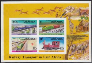 Uganda 1976 MNH Sc #158a Sheet of 4 Tanzania-Zambia Railway IMPERF