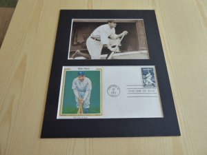 Babe Ruth Baseball USA FDC Cover and mounted photograph mount size size 8 x 10