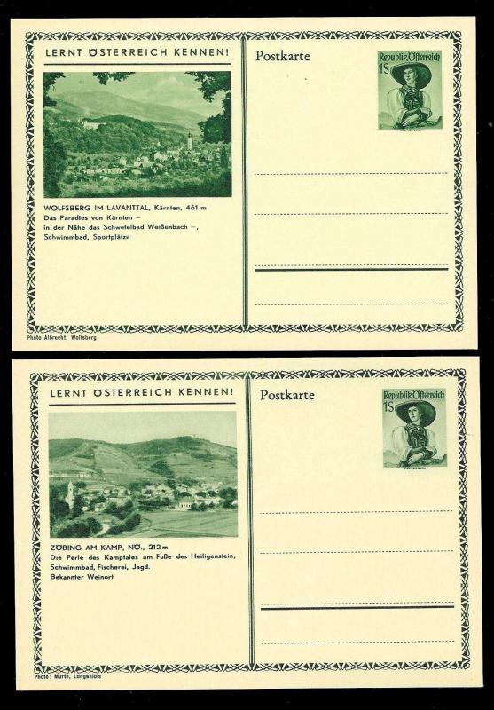 AUSTRIA (62) Scenery View Green 1 Shilling Postal Cards c1950s ALL MINT UNUSED