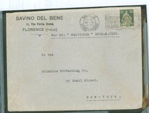 Switzerland 139 1908 on 1926 cover to NY via Aquitania some corner creases on cover, nicely cancelled.