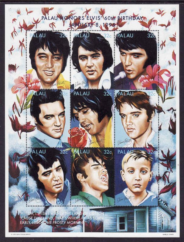 D3-USA-Palau-Scott#350-unused NH sheet-Elvis Presley-60th Bi