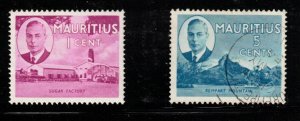 MAURITIUS - Scott # 235, 239 MH & Used - KGVI Various Scenes