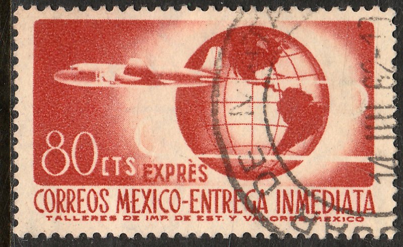 MEXICO E17, 80cents 1950 Definitive 2nd Printing wmk 300.USED. F-VF. (1475)