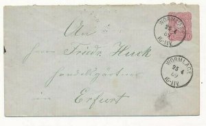 D051729 Germany Deutsches Reichs Post 1889 Wormlace Cover Erfurt