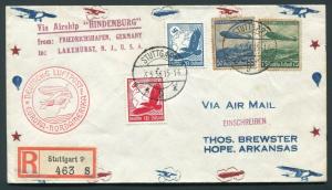 1936 Registered via Hindenburg Zeppelin - Germany to Hope, Arkansas USA