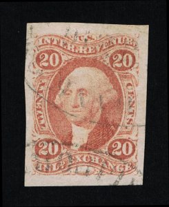 GENUINE SCOTT #R42a F-VF 1862-71 RED 1ST ISSUE INLAND EXCHANGE IMPERFORATE