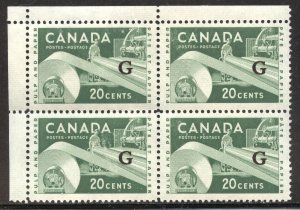 Canada Scott O54 MNHOG Blk of 4 - 1956 Paper Making Official O/P - SCV $7.00