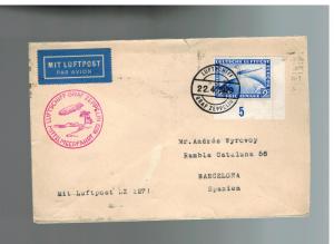 1929 Germany LZ 127 Graf Zeppelin cover to Barcelona Spain Mediterranean Flight