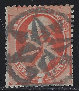 Scott # 160  Lot E226  7c Stanton orangr vermilion  Very Rare Fancy Cancel  Used