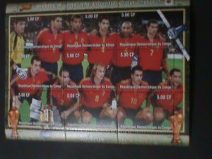 ​CONGO 2002- KOREA -JAPAN WORLD CUP SOCCER-SPAIN TEAM-MNH SHEET-VF-LAST ONE