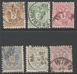 AUSTRIA SG70/5 1883-90 DEFINITIVE SET USED 